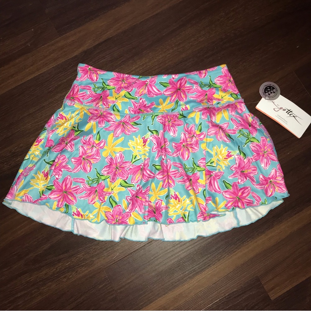 Gottex Aqua Flower Golf & Tennis Ruffle Skort NWT - Picture 3 of 8
